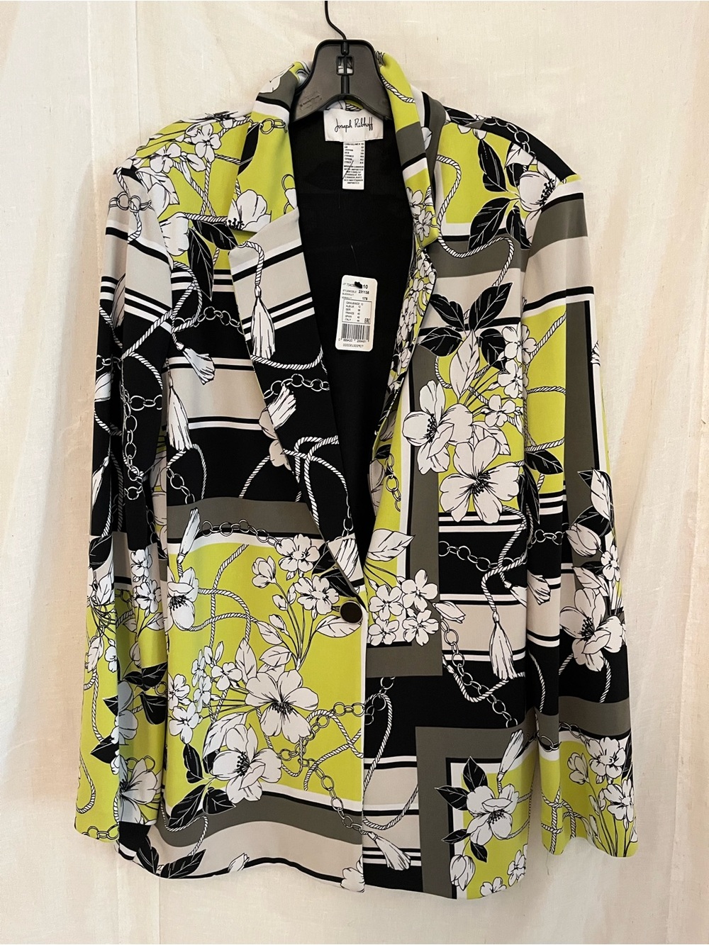 Joseph Ribkoff Lime, Black & White Floral-Print Blazer